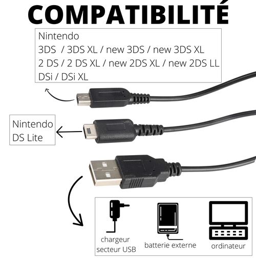 Link-e : Chargeur Secteur Gris Compatible avec la Console Nintendo 2DS, 2DS  XL, 3DS, 3DS XL, New 3DS, New 3DS XL, DSI, DSI XL