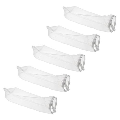 Comparer les prix de vhbw 5x Chaussettes filtrantes universelles pour aquarium, piscine, skimmer - Sac de filtration, nylon, 18 x 81 cm, 100 micromètre, blanc