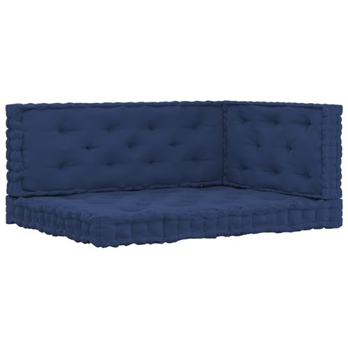 vidaXL Coussins de plancher de palette 3 pcs Bleu marine clair Coton