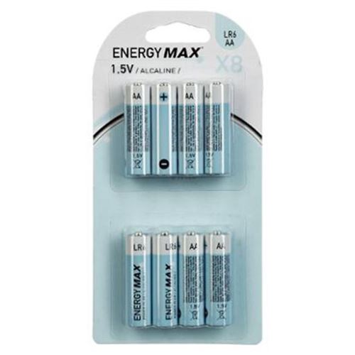 Energy Max - Lot de 8 Piles LR6 Alcaline 4cm Bleu
