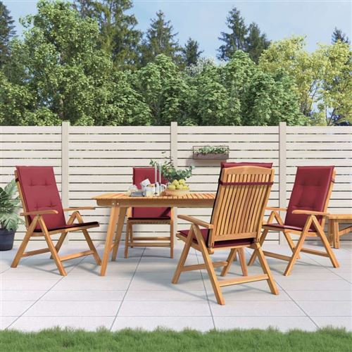 Non Communiqué Rouge Lot De 4 Chaise Vidaxl Exterieur Pliable En Teck H. 104 Cm