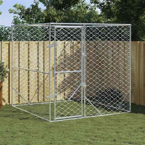 Meilleurs prix pour vidaXL Chenil d'extérieur pour chiens argenté 2x2x2 m acier galvanisé