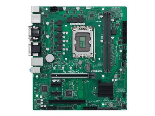 ASUS Pro H610M-C-CSM - Carte-mère - micro ATX - Socket LGA1700 - H610 Chipset - USB 3.2 Gen 1, USB 3.2 Gen 2 - Gigabit LAN - carte graphique embarquée (unité centrale requise) - audio HD (8 canaux)