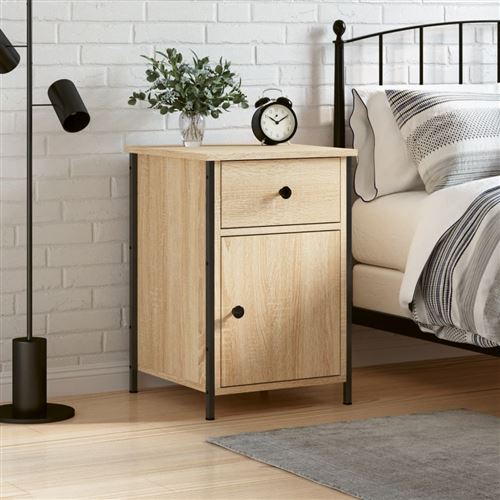 vidaXL Table de Chevet, Armoire de Nuit avec Rangement, Armoire de Lit, Table de Nuit Chambre à Coucher, Industriel, Chêne Sonoma Bois d'Ingénierie