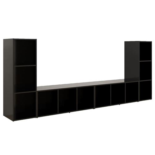 vidaXL Meubles TV 4 pcs Noir 107x35x37 cm Aggloméré