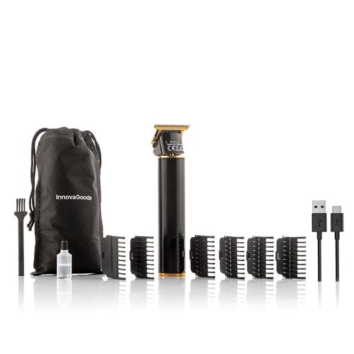 InnovaGoods® Maquina de afeitar hombre con 6 peines de corte, maquina de cortar pelo hombre Diseño en forma de T, afeitadora eléctrica hombre con Pantalla LCD, aceite lubricante, Bolsa de transporte.