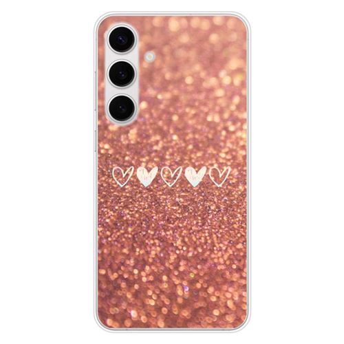 Coque en silicone imprimée compatible Samsung Galaxy S24 FE Paillettes coeur