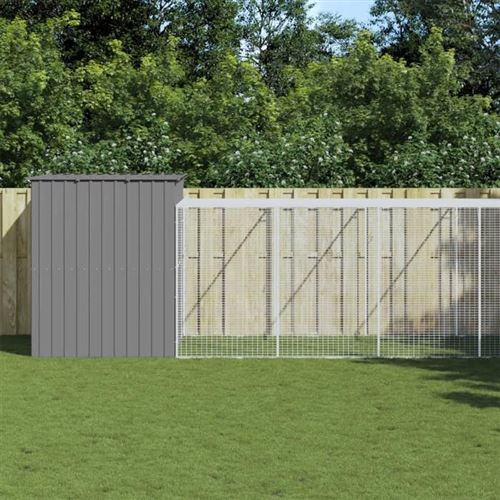 Meilleurs prix pour vidaXL Niche pour chien avec cour gris clair 214x1069x181 cm