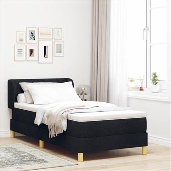 Lit Box Spring vidaXL avec Matelas Noir 90x190 cm Tissu 3340250 - 1