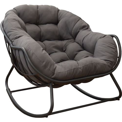 Proloisirs Gris Fauteuil À Bascule Royal Ii Acier Époxy Cataphorèse Coussin Inclus - Image 3