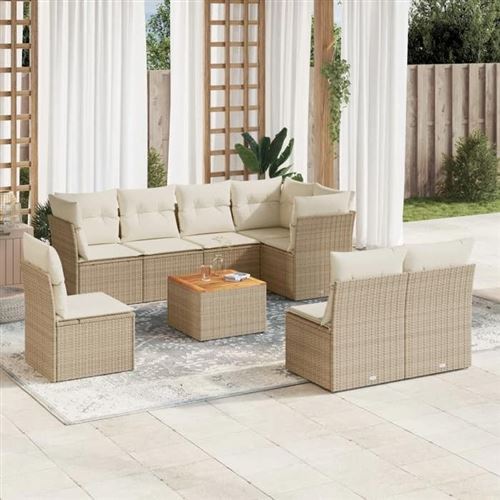 Non Communiqué Beige Vidaxl Salon De Jardin Modulable - Lot De 9 Pièces - Résine Tressée - 8 Personnes
