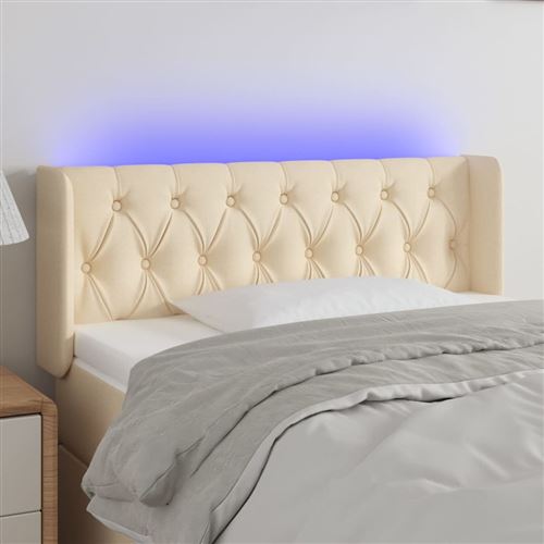 vidaXL Tête de lit à LED Crème 103x16x78/88 cm Tissu3123567