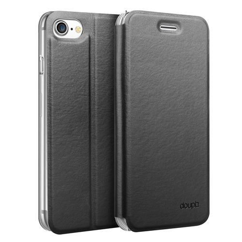 doupi Deluxe FlipCover pour iPhone 7 / 8 (4,7 pouces), Magnétique Style Livre Étui de Protection avec Support, Noir