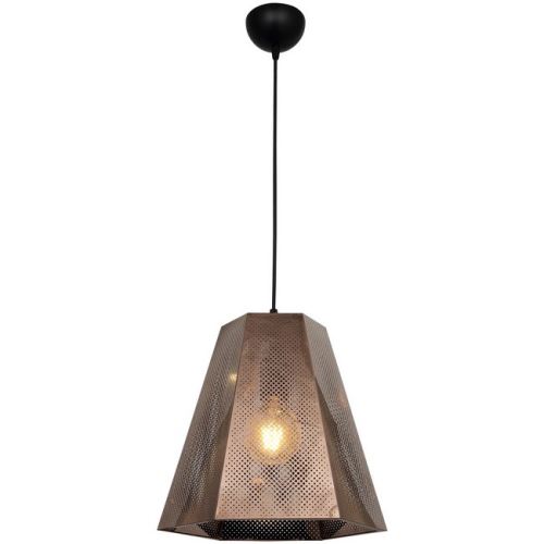 HOMEMANIA Lampe à Suspension Enya - Lustre - Lustre de plafond - Cuivre, noir en Métal, 30 x 30 x 97 cm, 1 x E27, 40W