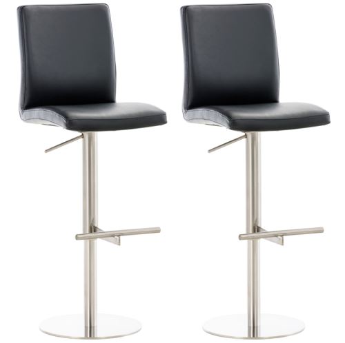 Lot de 2 tabourets de bar Cadiz en similicuir Acier inoxydable Noir
