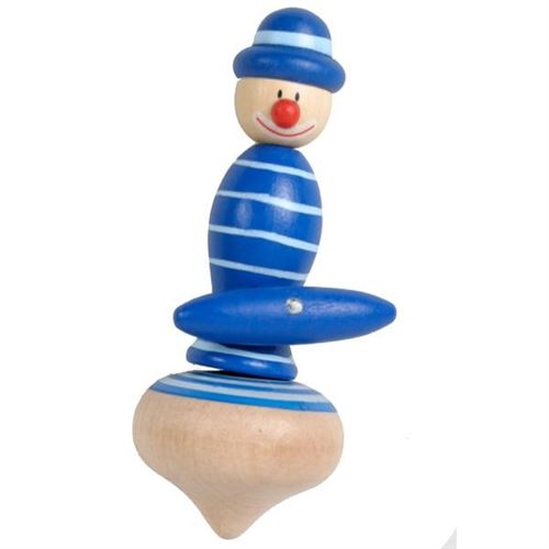 Toupie Clown Bleue Avec Lanceur Corde Jeu Jouet En Bois Enfant 5 Ans +