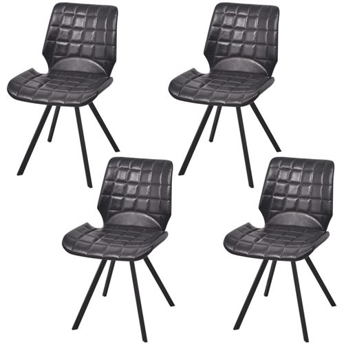 vidaXL Chaises de salle à manger en cuir artificiel 4 pcs Noir