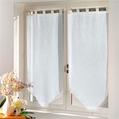 Paire pompon passants 2 x 60 x 90 cm luminette unie luminea Blanc