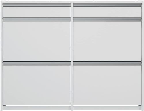 Meuble à chaussures coloris extra blanc en MDF - 98.3 x 124 x 24 cm -PEGANE-
