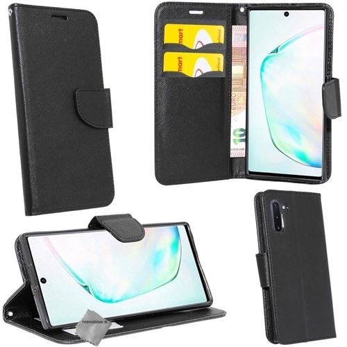 Housse etui coque pochette portefeuille pour Samsung Galaxy Note 10 + film ecran - NOIR / NOIR - htdmobiles