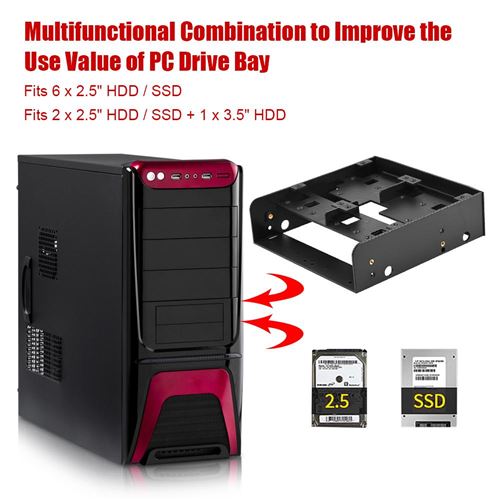 15€08 sur Richer-R 2.5 / 3.5 HDD SSD vers 5.25 Hard Drive Caddy Support  Adaptateur Caddy Disque Baie Lecteur Optique Dur pour PC - Disques durs  externes - Achat & prix