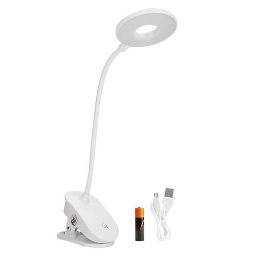 Pince Lampe De Table à LED 2W Lumière Blanche Commutateur Tactile Rechargeable Par USB Trois Modes (Lampe Avec Sonnerie)