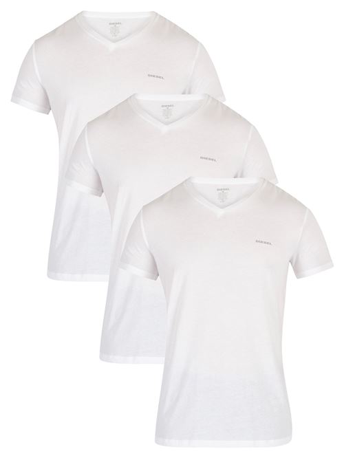 Diesel Homme Paquet de 3 Jake Plaine Logo V-Neck T-shirts, Blanc
