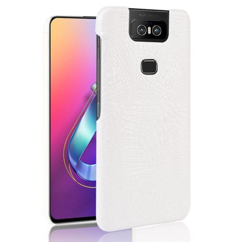Coque en TPU + PU crocodile dur blanc pour votre Asus Zenfone 6 ZS630KL