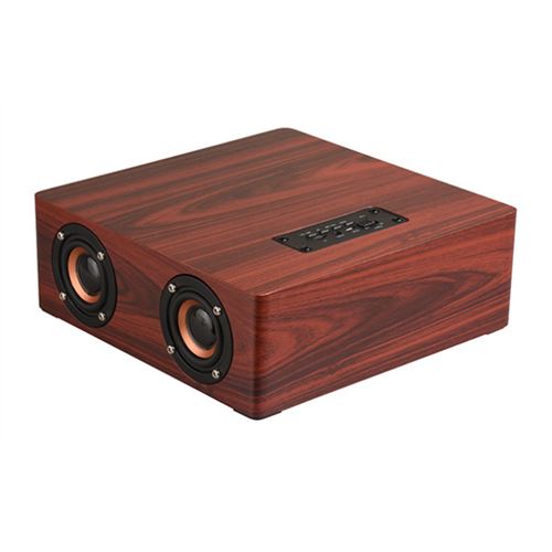Mini Haut-Parleur Bluetooth Design Vintage Quadruple et Radio-FM W03 (Brun Foncé)