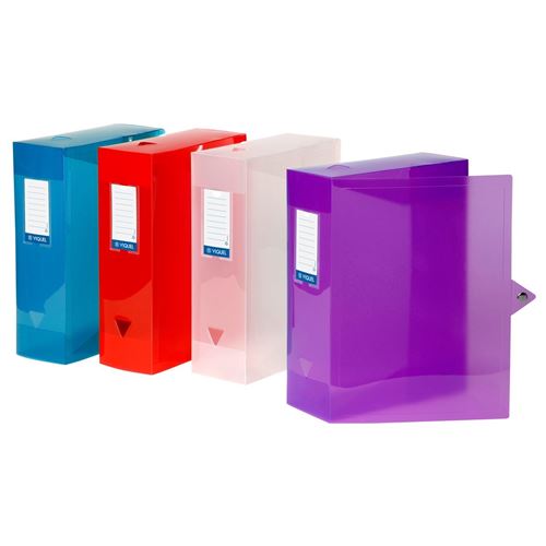 Lot de 4 boites de classement en plastique pour archivage Grande capacité Viquel Multicolore
