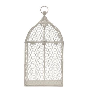 Style Ancien Cage à Oiseaux Décoration Grillagée Blanc 46 Cm