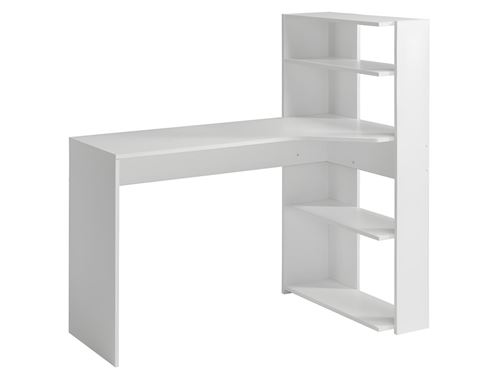 Bureau d'angle DELFINO - 4 étagères - Blanc