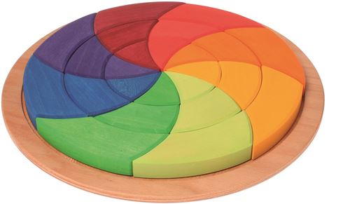 Grimm's Large Circle of Goethe - Wooden Waldorf Color Wheel Pattern Puzzle Blocks in Storage Tray by Grimm's Spiel & Holz