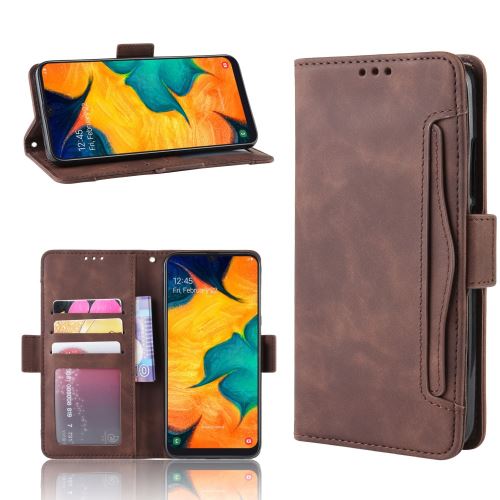 Etui en PU avec plusieurs porte-cartes marron pour votre Samsung Galaxy A20e