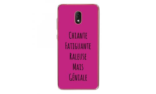 Coque souple pour Wiko Lenny 5 avec impression Motifs Chiante mais Géniale fushia
