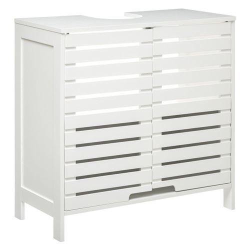 Meuble sous lavabo salle bain 2 portes blanc Sicela