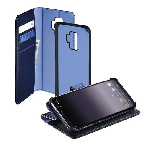 Étui portefeuille 2in1 pour Samsung Galaxy S9+, bleu foncé/bleu
