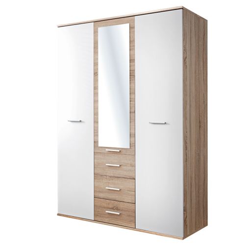 Paris Prix - Armoire 3 Portes dino 191cm Chêne & Blanc