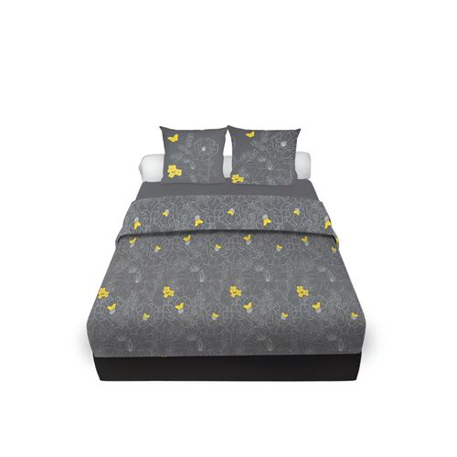 Parure de draps 240x290 cm en coton 57 fils LISA Anthracite, par Soleil d'ocre