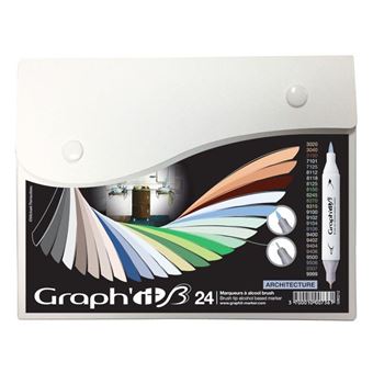 Coffret Graph'it Brush de 24 Marqueurs à alcool double pointe Architecture