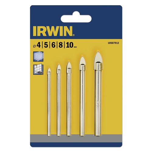 Irwin Set De 5 Forets Verre Et Céramique 4/5/6/8/10 Mm De Irwin10507912