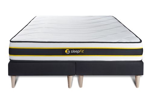 Ensemble matelas et sommier Sleepfit Ensemble matelas 160 x 200 cm flexy - ressorts ensachs - ep. 22 cm - ferme - sommier noir