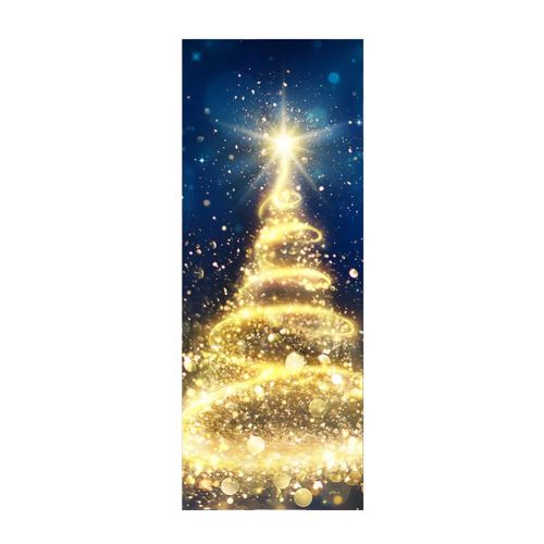 Autocollant de Porte 3D Arbre de Noël d'Or Imperméables Amovibles Décorations de Maison