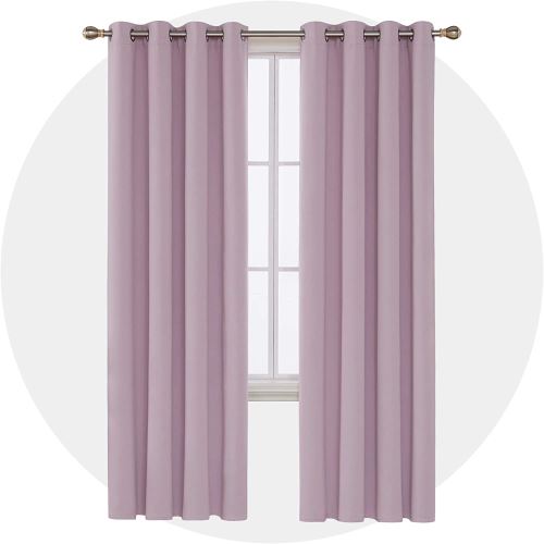 Deconovo Lot de 2 Rideaux Thermique Chambre Intérieur Adult Occultant Anti Froid Chaleur Rideau Salon Rose Pâle Salon a Oeillet 140x270cm Cuisine