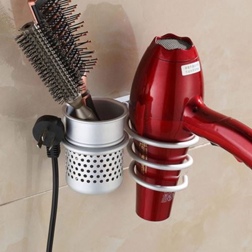 Sèche-cheveux en métal Peigne Support mural pour salle de bain plat spirale Support à Hanger Kiliaadk52