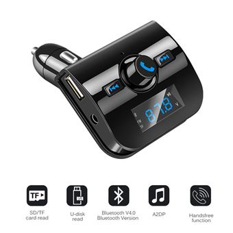 Transmetteur FM Bluetooth Adaptateur Vorstik QC3.0 USB Chargeur de Voiture  Sans Fil Mains Libre Adaptateur Radio Double clé USB & Chargeur avec Écran  LED pour appareils iOS et Android - Accessoire téléphonie