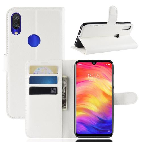 Etui en PU litchi avec support blanc pour votre Xiaomi Redmi Note 7