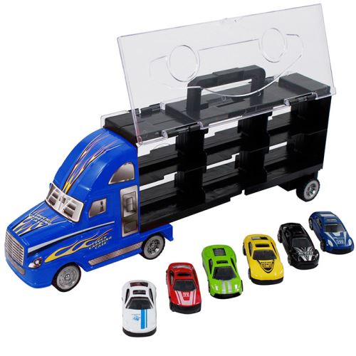 Bleu Enfant De Jouet Voitures Camion Avec Course Transport 6