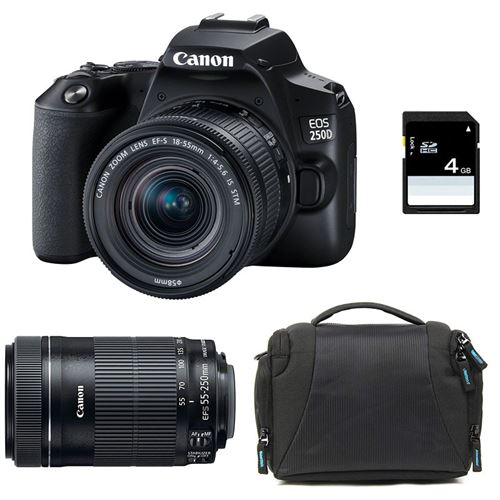 CANON eos 250d + 18-55 is stm + 55-250 is stm + sac + sd 4go