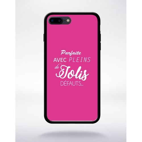 Coque Parfaite Avec Pleins De Jolis Defauts Fond Rose Compatible Apple Iphone 7 Plus Bord Noir Silicone